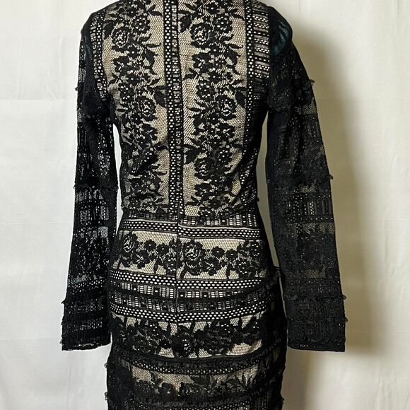 Parker Women's Julie Combo Black and Cream Lace Mini Dress xs - Picture 4 of 8